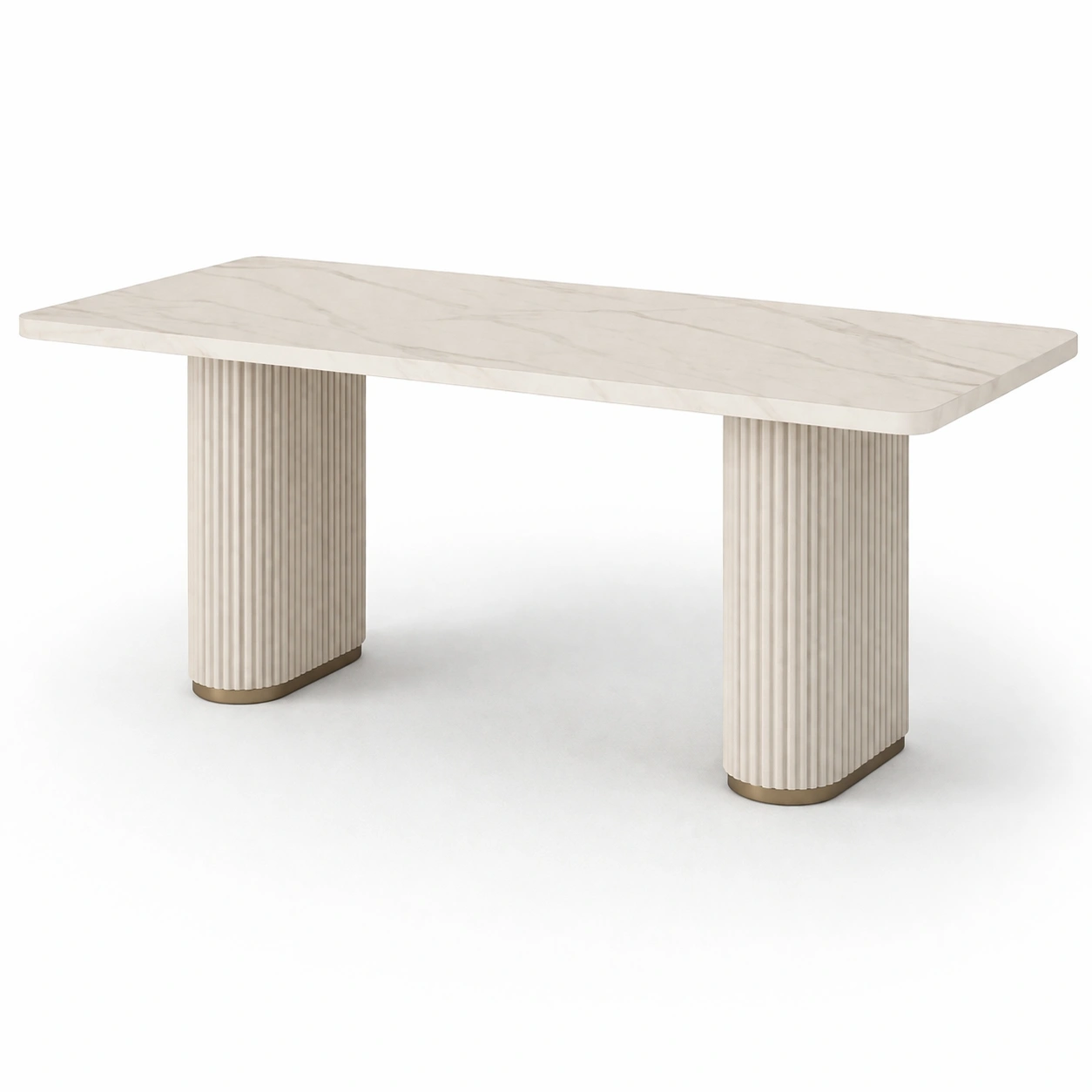 Moderner Esstisch mit Saeulenbeinen Creme-kenvorio